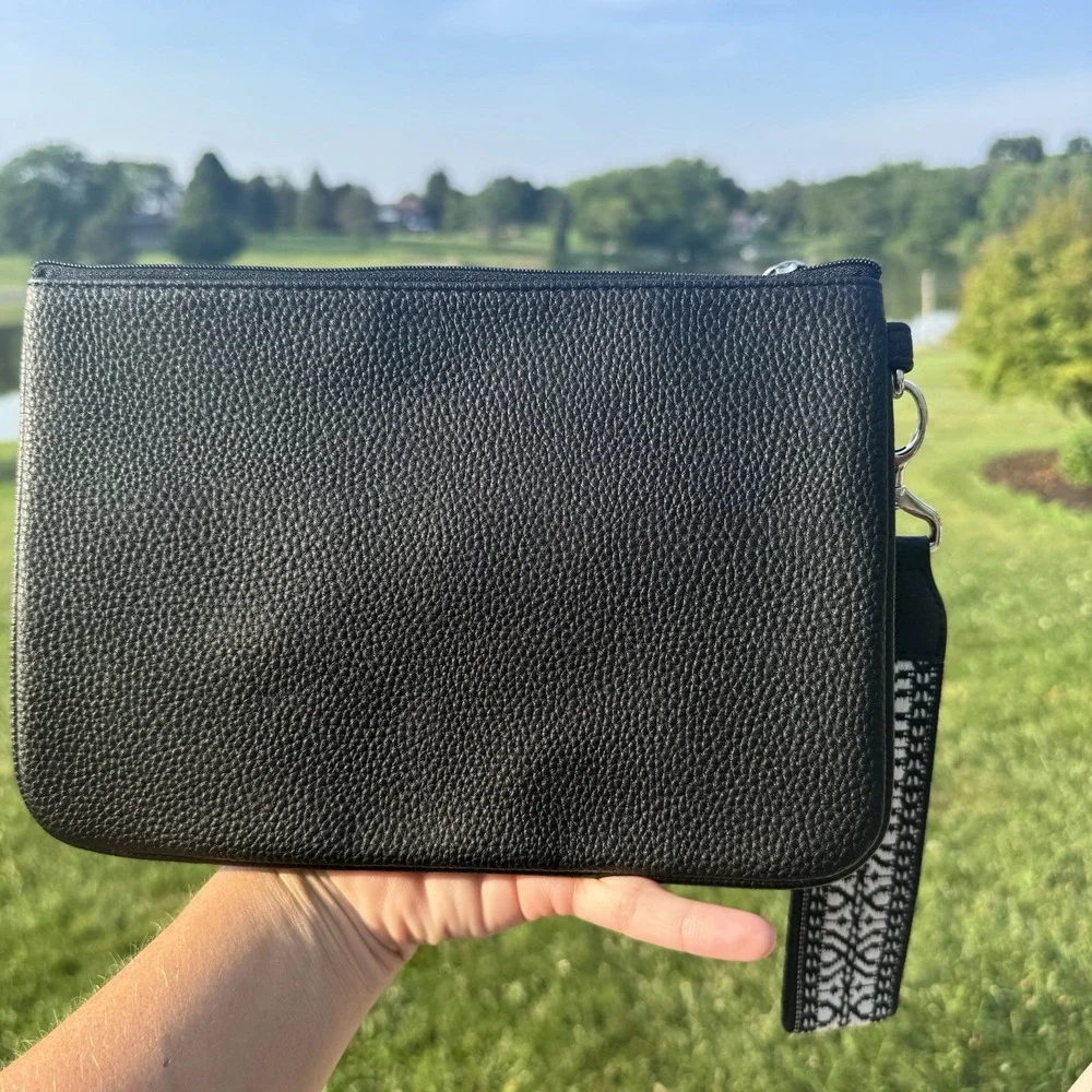 Thirty One 31 Rubie Mini Zipper Pouch Black Monogrammed 